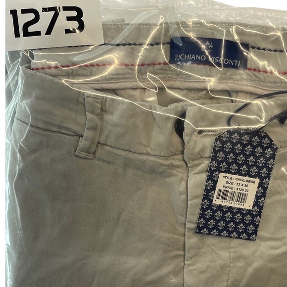 Luchiano Visconti Mens Beige Casual Chino Pants Size 32x30 NWT - Picture 3 of 3